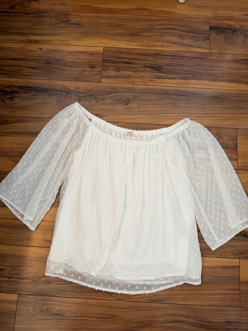 Off-Shoulder White Swiss Dot Blouse - Women Tops
